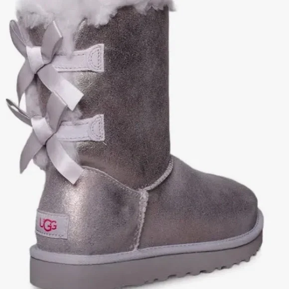 UGG Shoes Womens Ugg Bailey Bow Glisten Size 8 Brand New Grey Poshmark